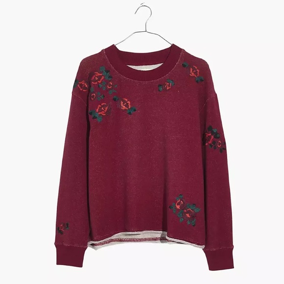 Miles by Madewell | Embroidered Cutoff Semi Crop Sweatshirt - Picture 3 of 11